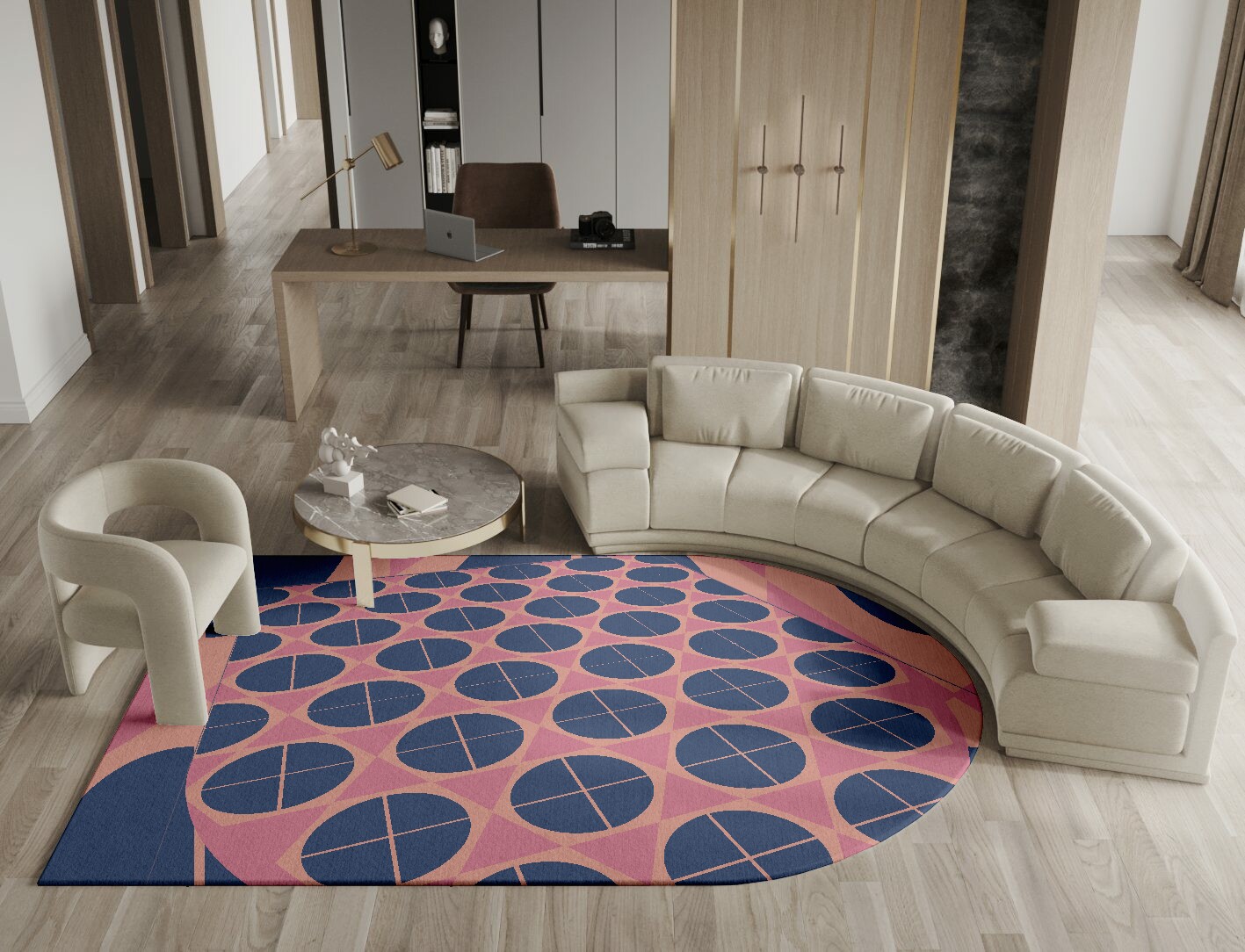 Octoquads Geometric Arch Hand Knotted Tibetan Wool Custom Rug by Rug Artisan