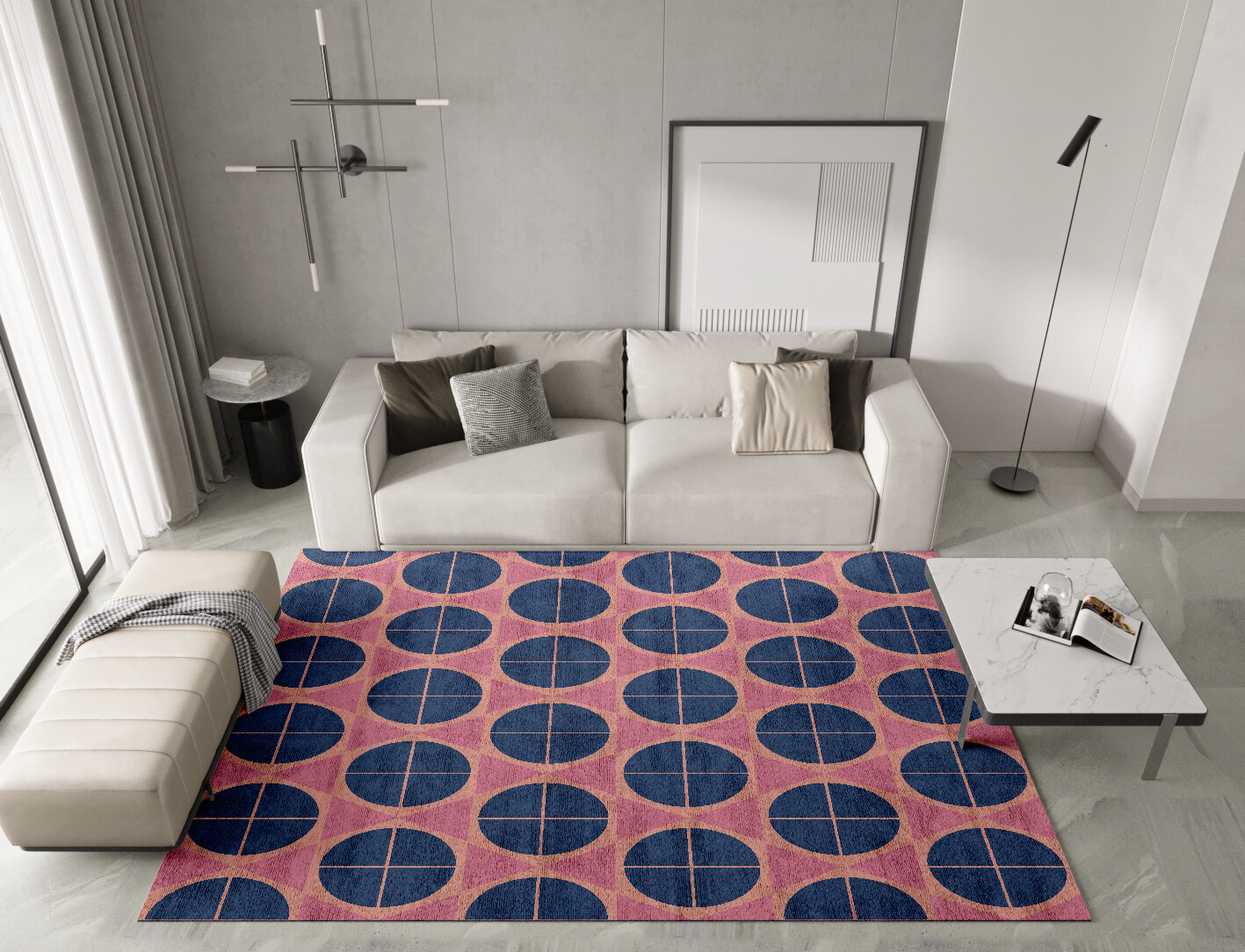 Octoquads Geometric Rectangle Hand Knotted Bamboo Silk Custom Rug by Rug Artisan