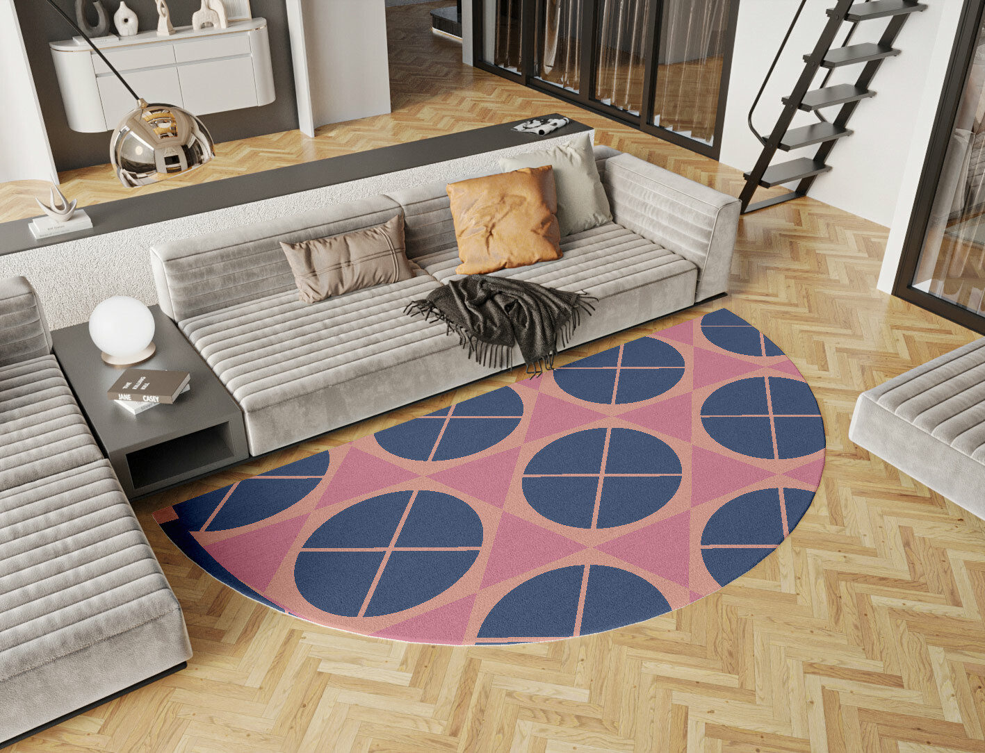 Octoquads Geometric Halfmoon Hand Tufted Pure Wool Custom Rug by Rug Artisan