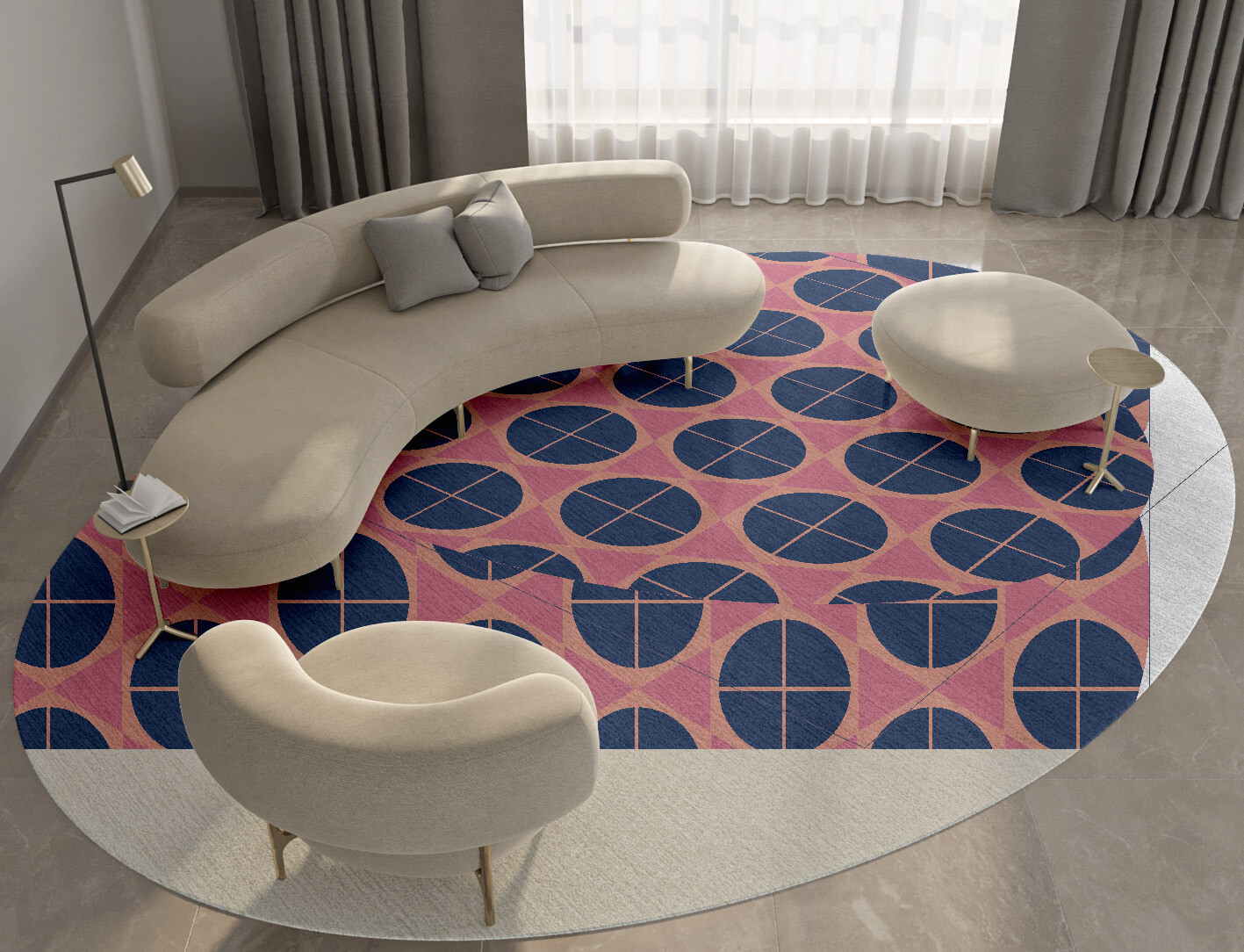 Octoquads Geometric Oval Hand Tufted Pure Wool Custom Rug by Rug Artisan