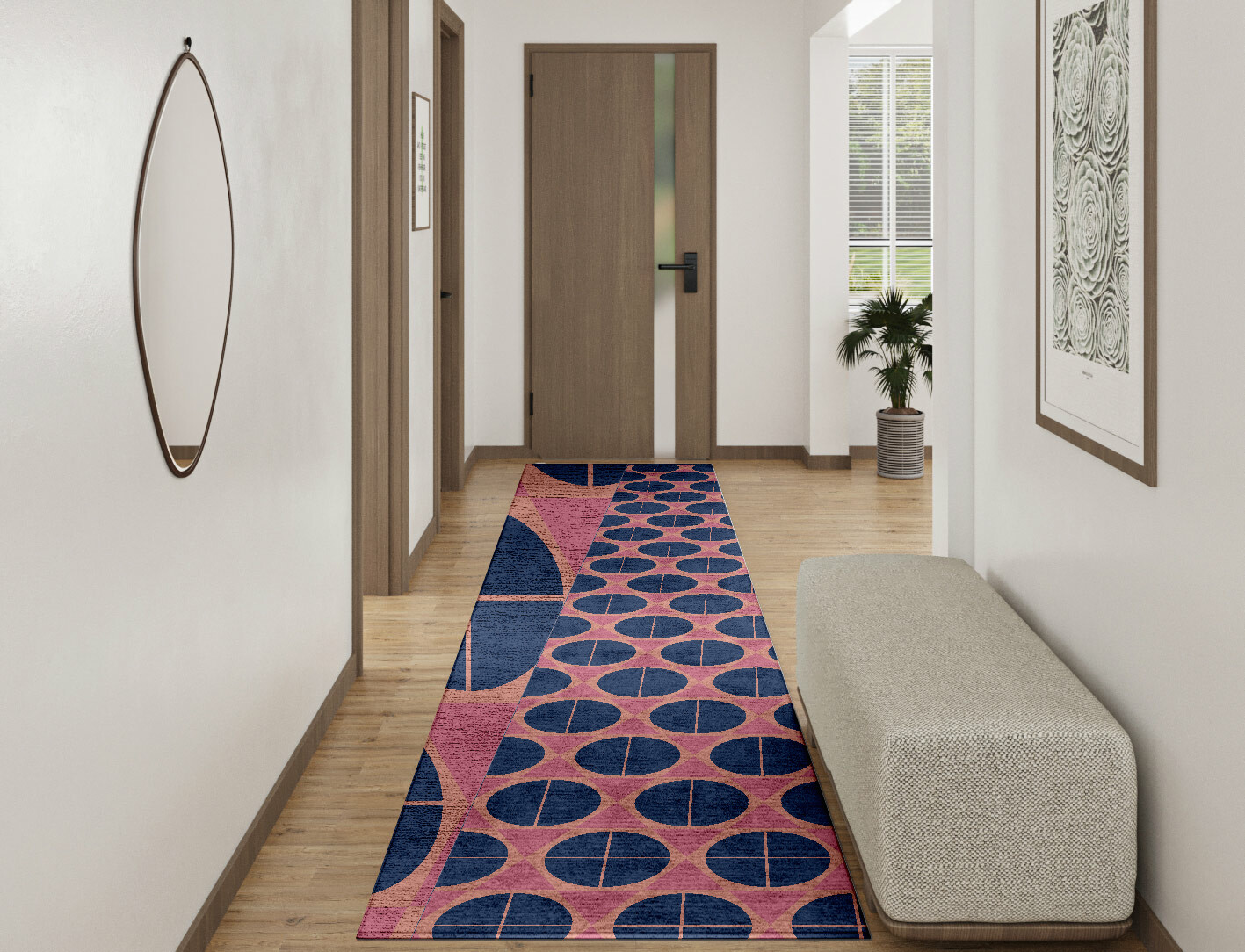 Octoquads Geometric Runner Hand Tufted Bamboo Silk Custom Rug by Rug Artisan