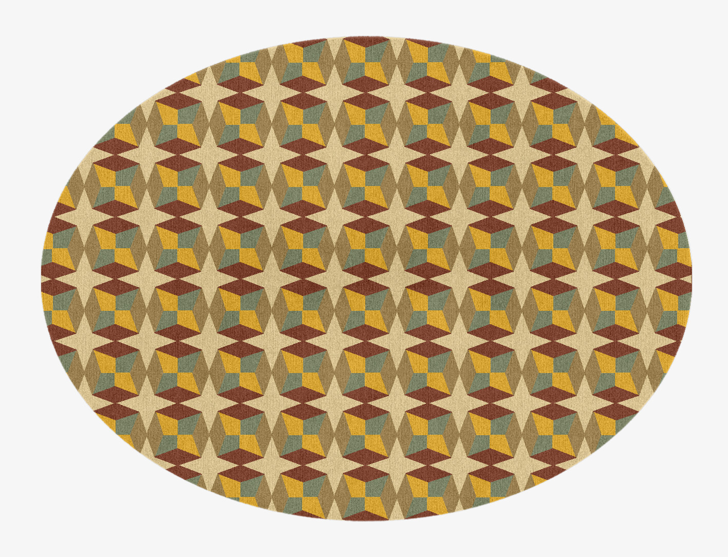 Octostar Geometric Oval Hand Knotted Tibetan Wool Custom Rug by Rug Artisan