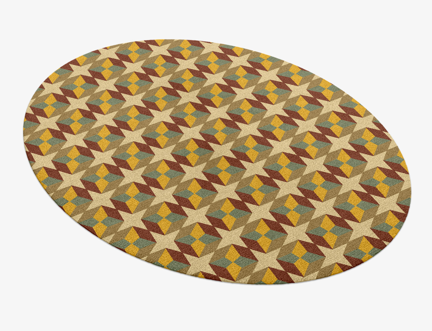 Octostar Geometric Oval Hand Knotted Tibetan Wool Custom Rug by Rug Artisan