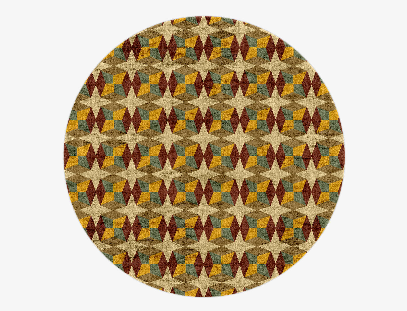 Octostar Modern Geometrics Round Hand Knotted Bamboo Silk Custom Rug by Rug Artisan