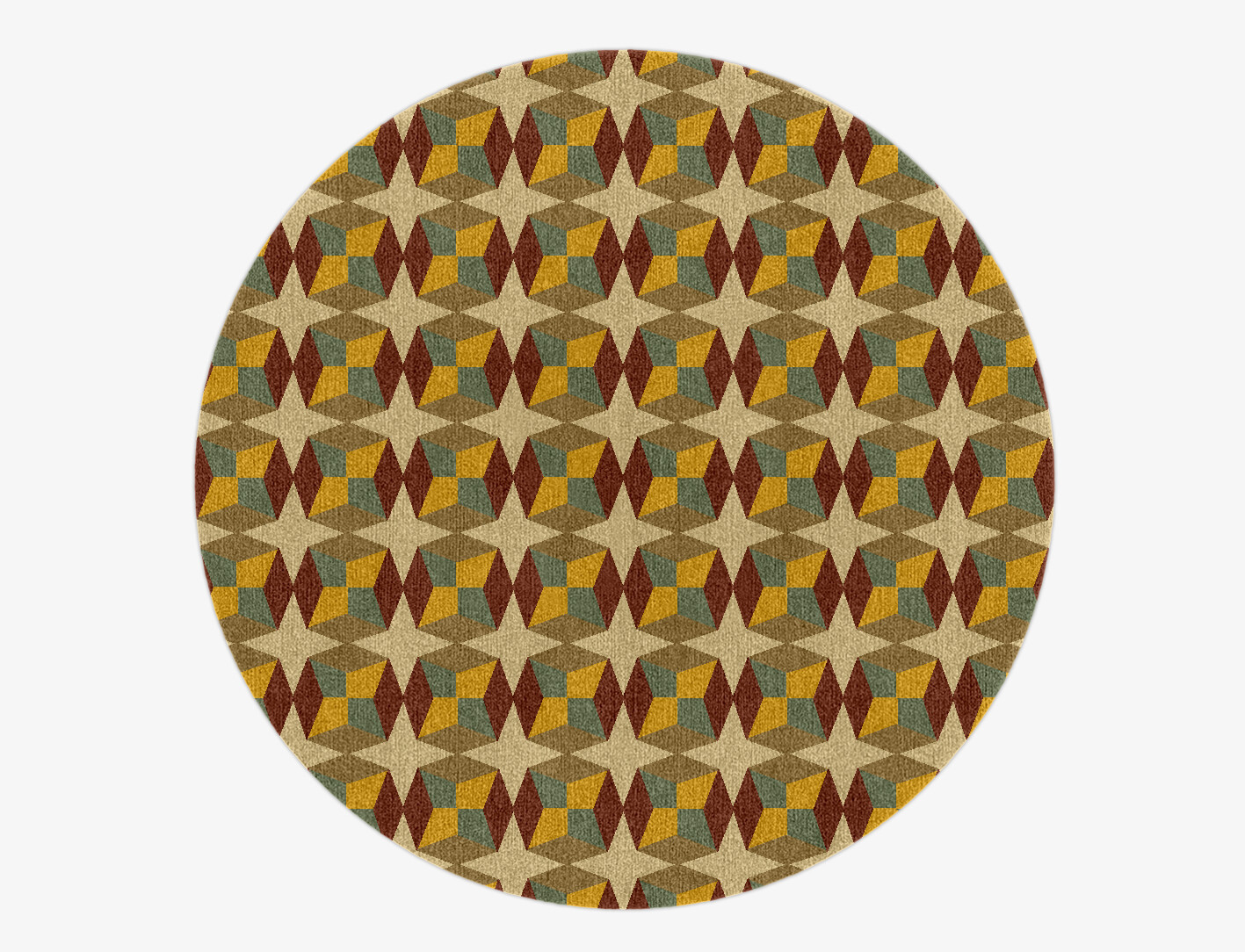 Octostar Geometric Round Hand Knotted Tibetan Wool Custom Rug by Rug Artisan