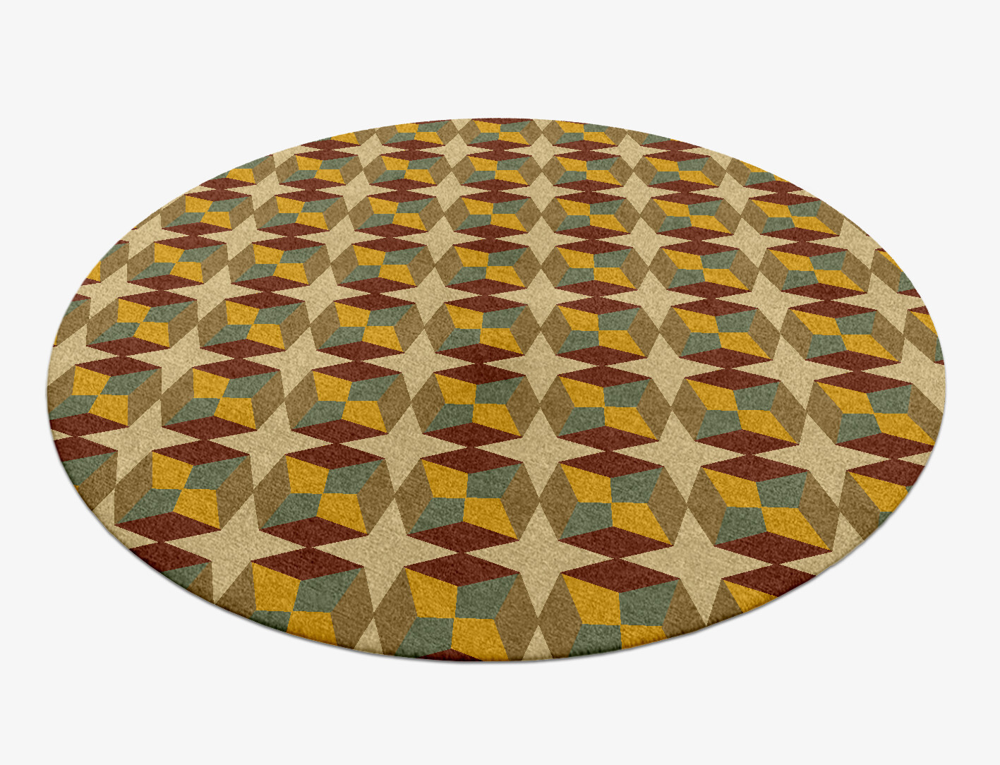 Octostar Geometric Round Hand Knotted Tibetan Wool Custom Rug by Rug Artisan
