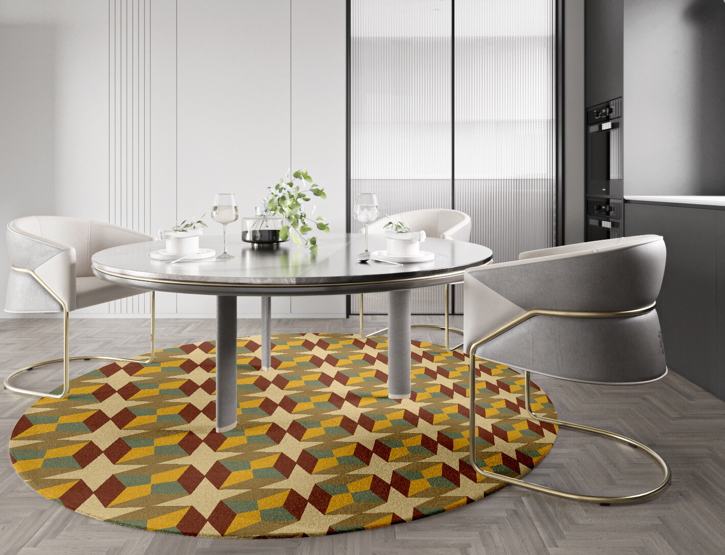 Octostar Geometric Round Hand Knotted Tibetan Wool Custom Rug by Rug Artisan