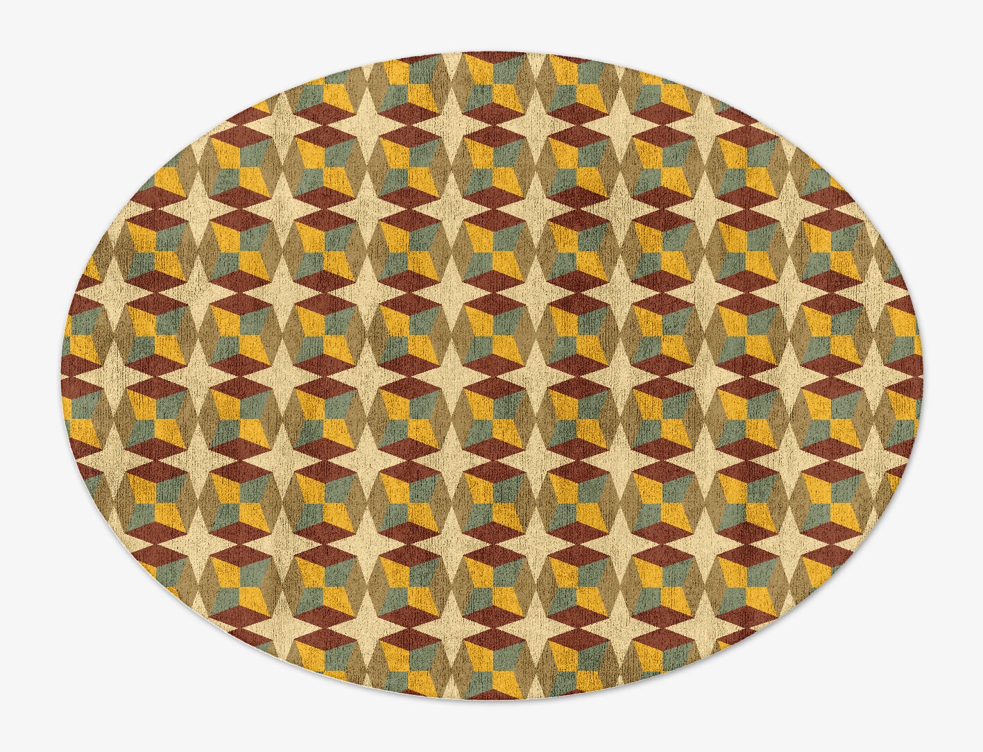 Octostar Geometric Oval Hand Tufted Bamboo Silk Custom Rug by Rug Artisan