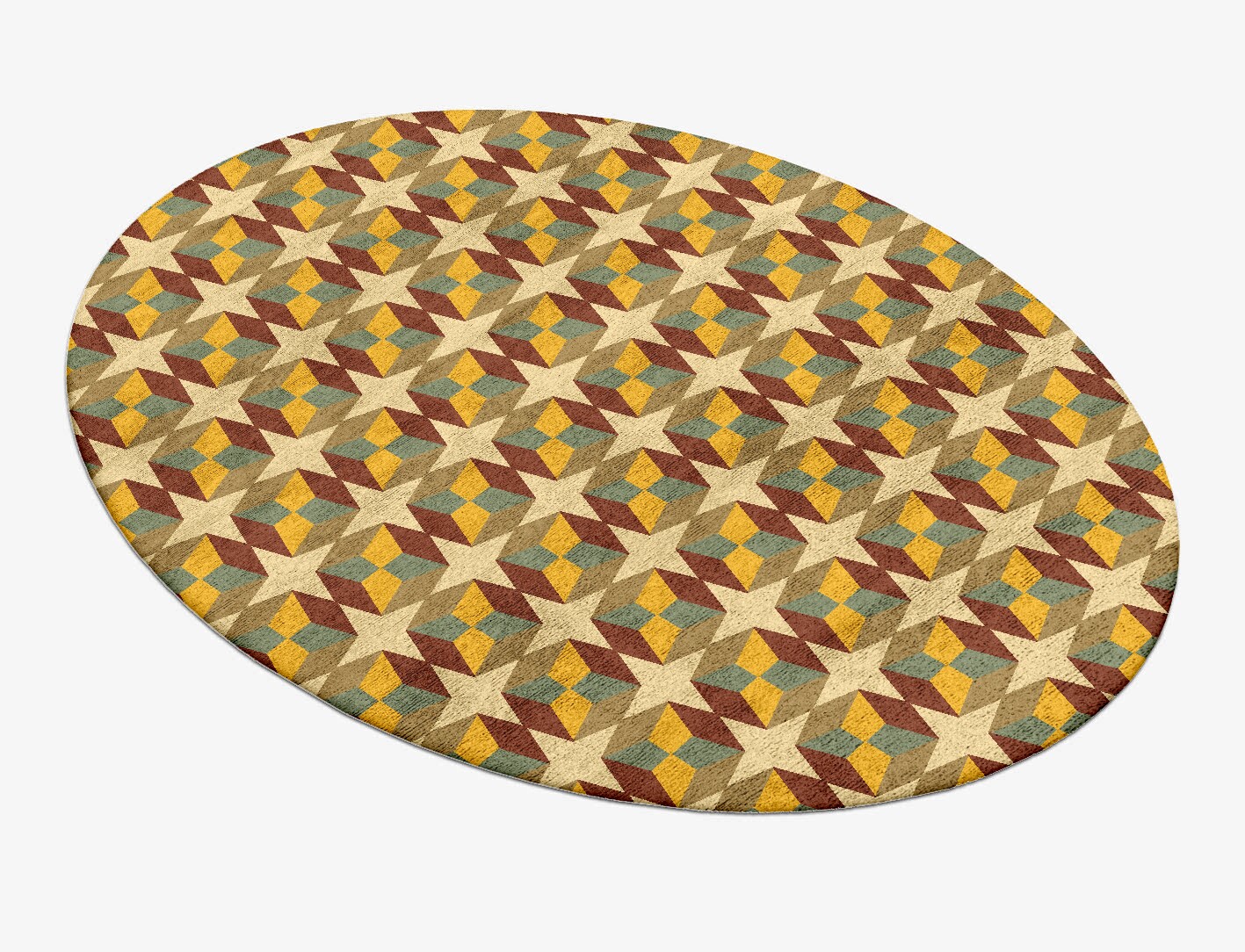Octostar Geometric Oval Hand Tufted Bamboo Silk Custom Rug by Rug Artisan