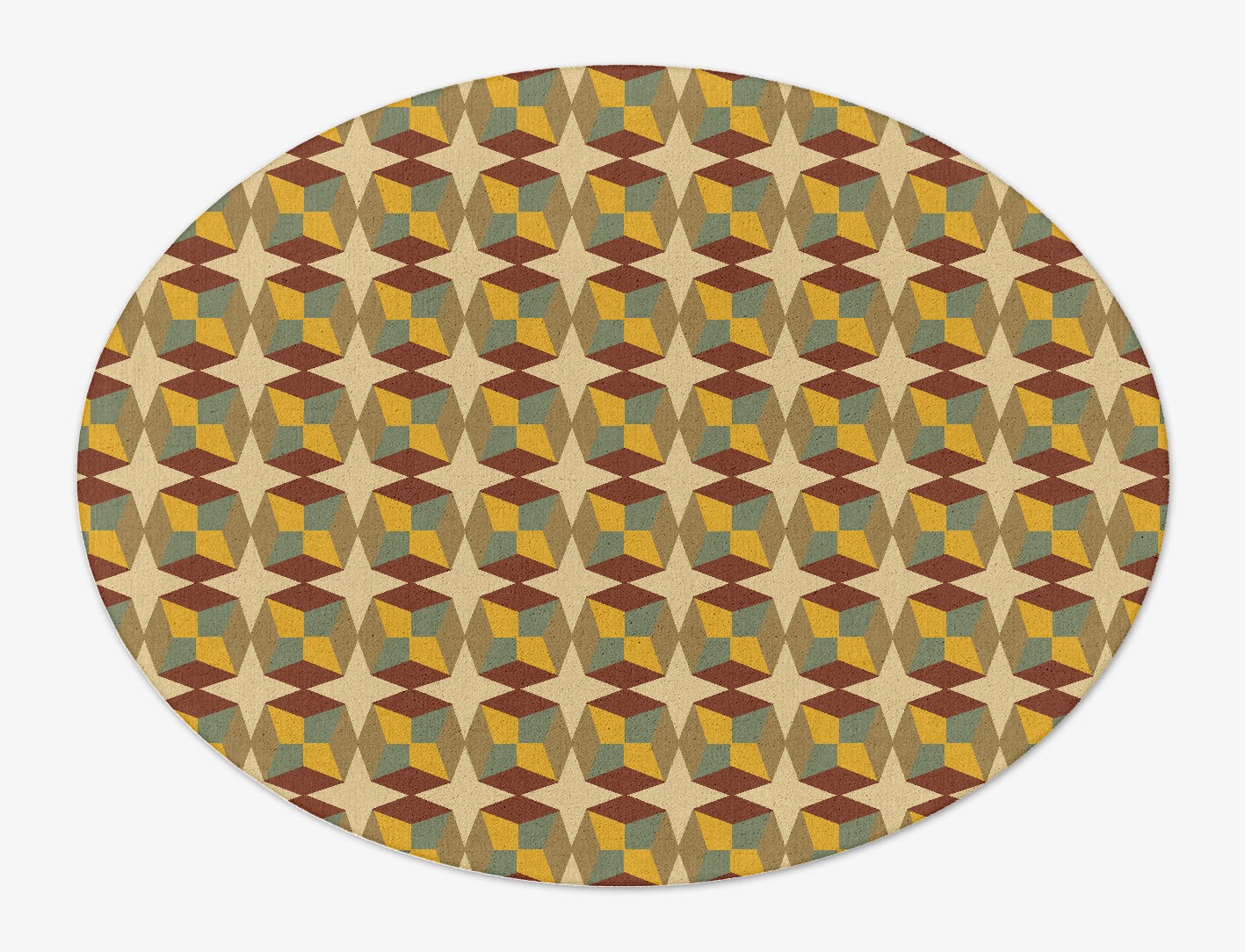 Octostar Geometric Oval Hand Tufted Pure Wool Custom Rug by Rug Artisan