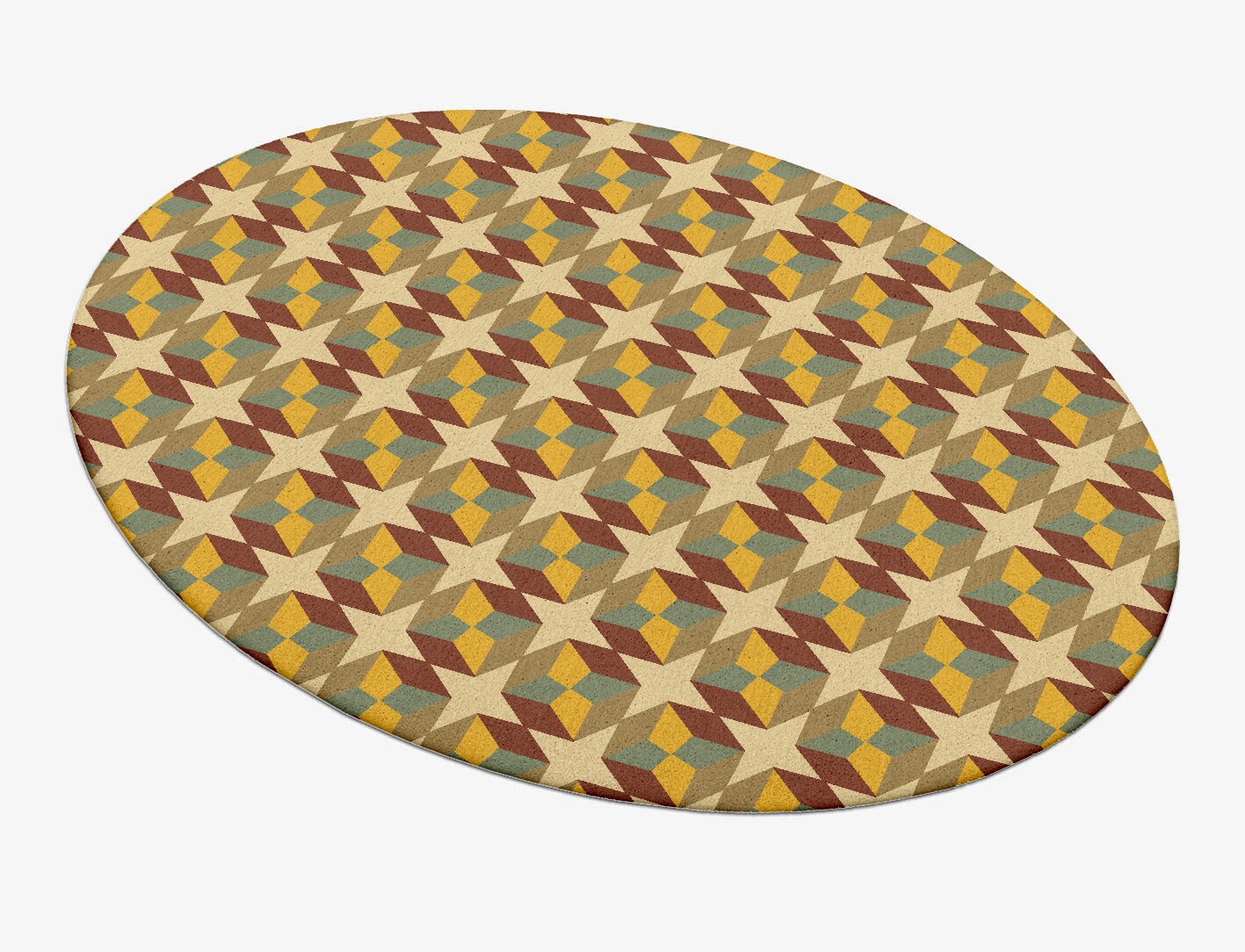 Octostar Geometric Oval Hand Tufted Pure Wool Custom Rug by Rug Artisan