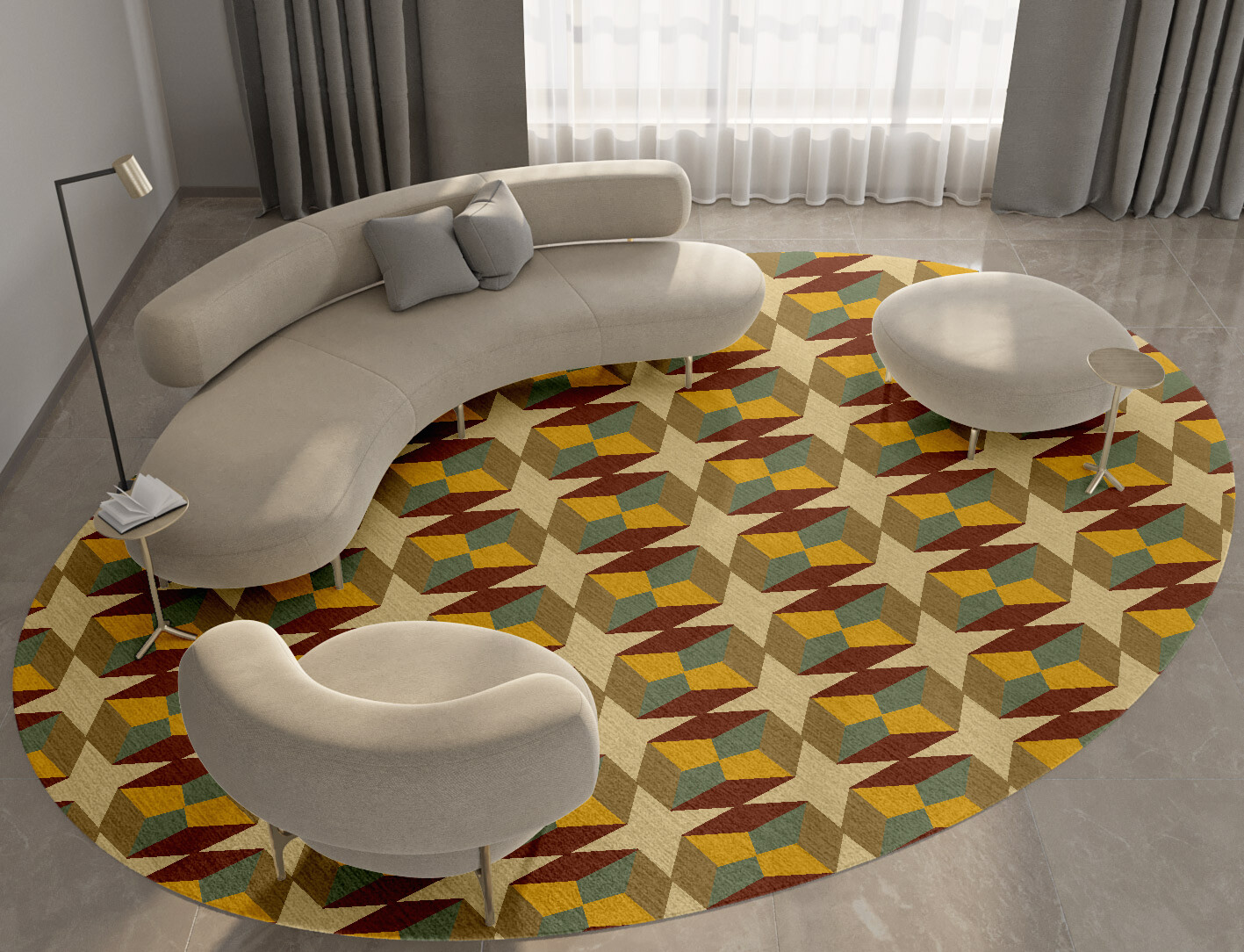 Octostar Geometric Oval Hand Tufted Pure Wool Custom Rug by Rug Artisan