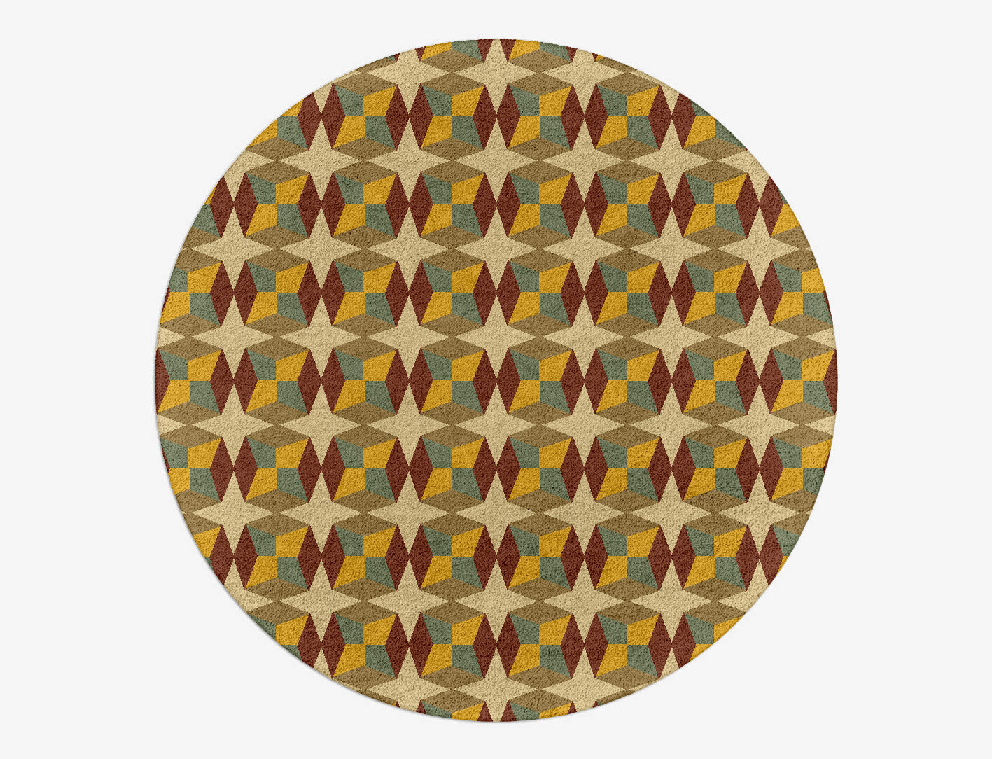 Octostar Geometric Round Hand Tufted Pure Wool Custom Rug by Rug Artisan