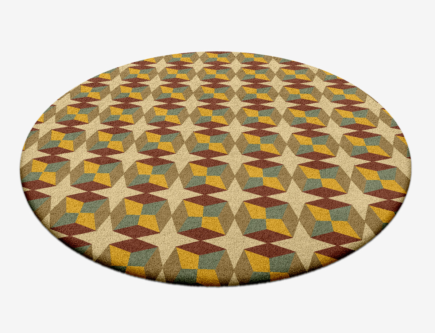 Octostar Geometric Round Hand Tufted Pure Wool Custom Rug by Rug Artisan