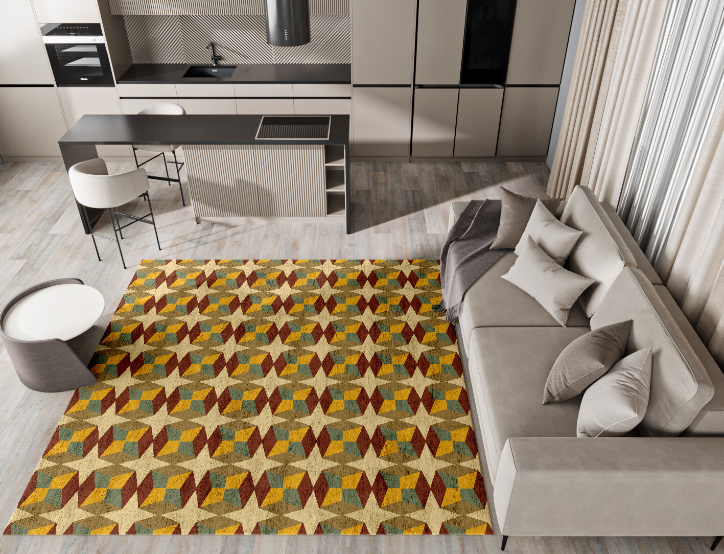 Octostar Geometric Square Hand Tufted Bamboo Silk Custom Rug by Rug Artisan