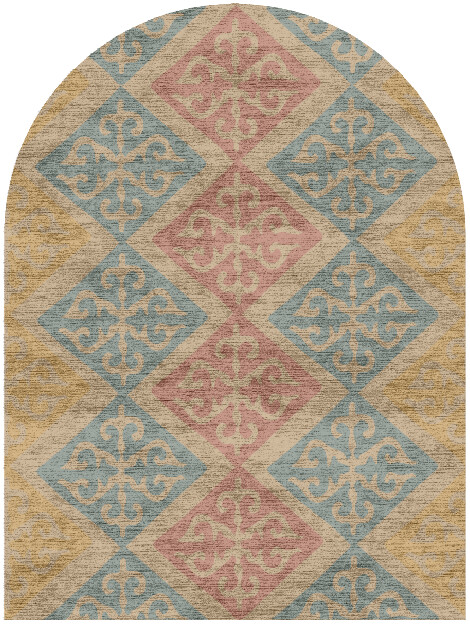 Offset Blue Royal Arch Hand Knotted Bamboo Silk Custom Rug by Rug Artisan