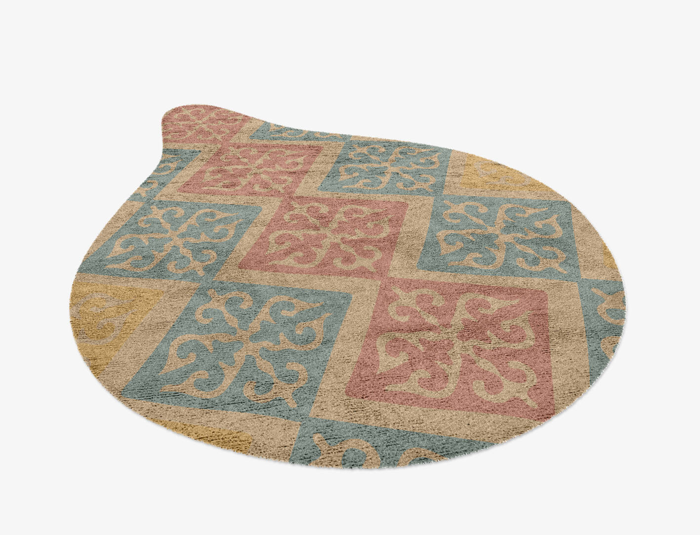 Offset Blue Royal Drop Hand Knotted Bamboo Silk Custom Rug by Rug Artisan