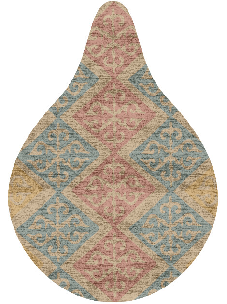 Offset Blue Royal Drop Hand Knotted Bamboo Silk Custom Rug by Rug Artisan