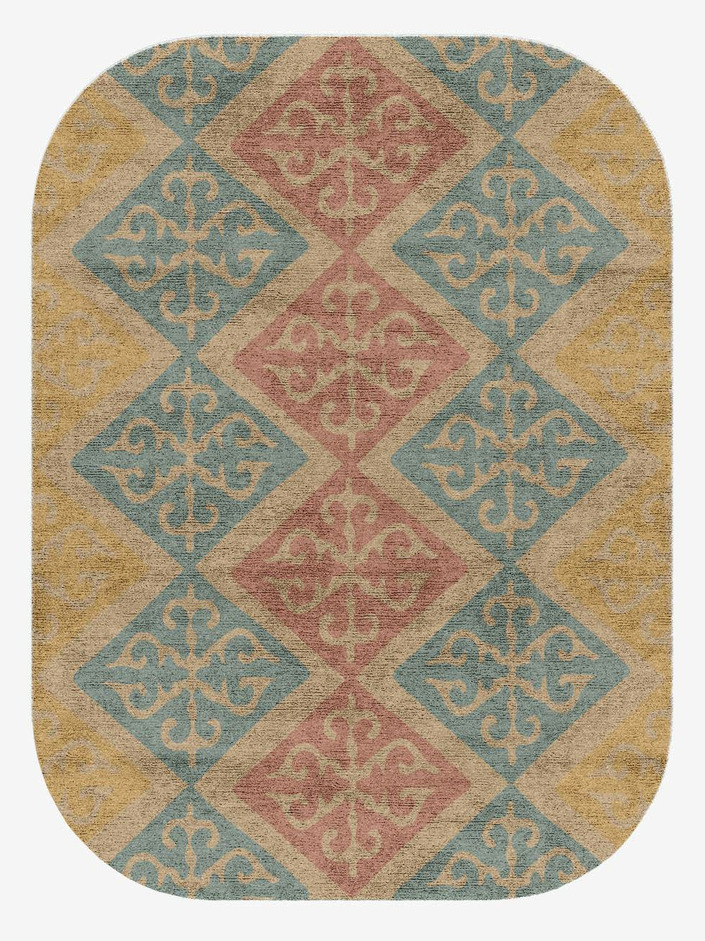 Offset Blue Royal Oblong Hand Knotted Bamboo Silk Custom Rug by Rug Artisan
