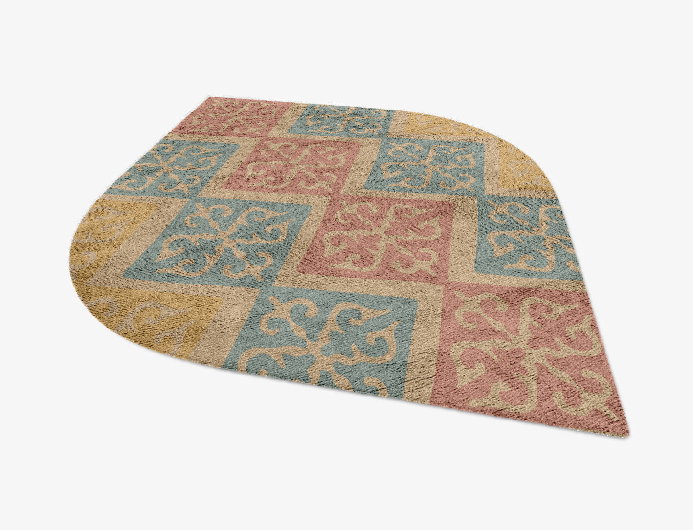 Offset Blue Royal Ogee Hand Knotted Bamboo Silk Custom Rug by Rug Artisan