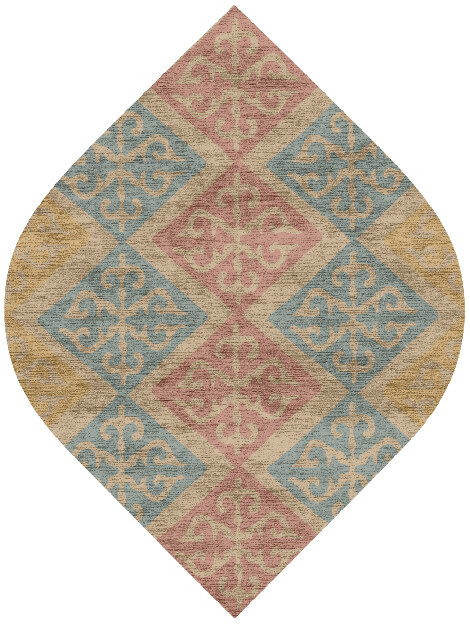 Offset Blue Royal Ogee Hand Knotted Bamboo Silk Custom Rug by Rug Artisan