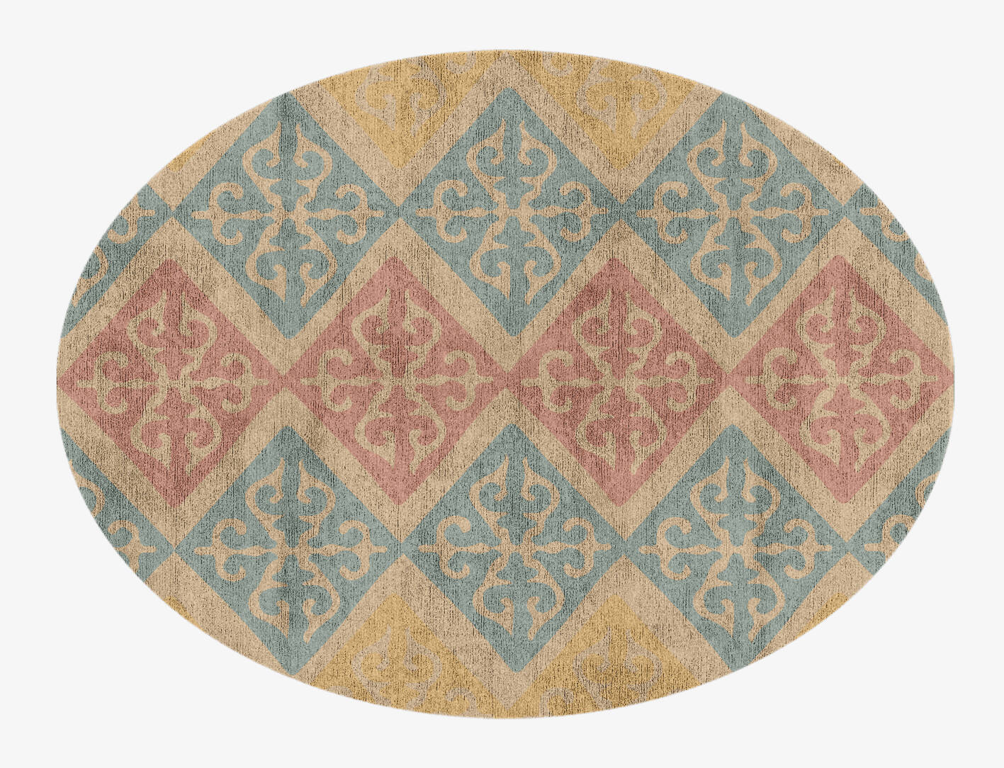 Offset Blue Royal Oval Hand Knotted Bamboo Silk Custom Rug by Rug Artisan