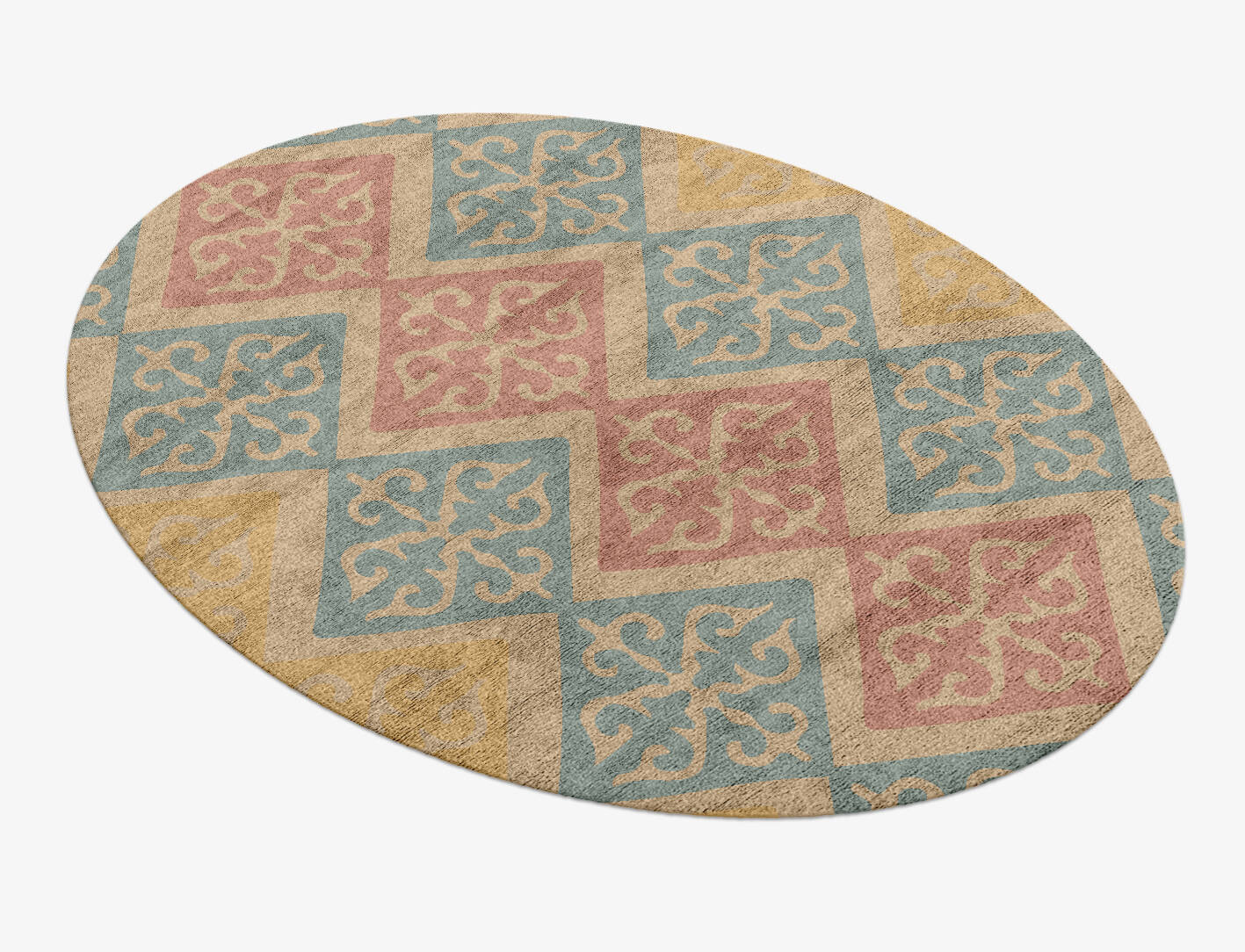 Offset Blue Royal Oval Hand Knotted Bamboo Silk Custom Rug by Rug Artisan