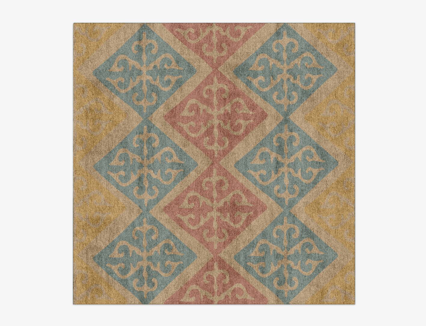 Offset Blue Royal Square Hand Knotted Bamboo Silk Custom Rug by Rug Artisan