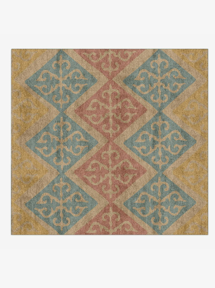 Offset Blue Royal Square Hand Knotted Bamboo Silk Custom Rug by Rug Artisan