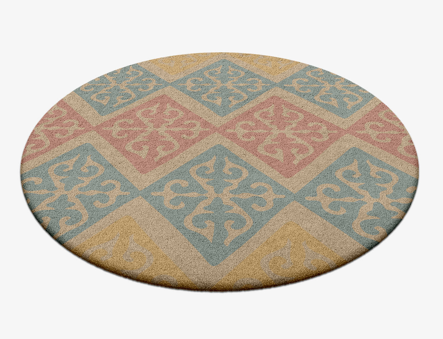 Offset Blue Royal Round Hand Tufted Pure Wool Custom Rug by Rug Artisan