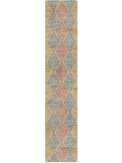 Offset Blue Royal Runner Hand Tufted Bamboo Silk Custom Rug by Rug Artisan