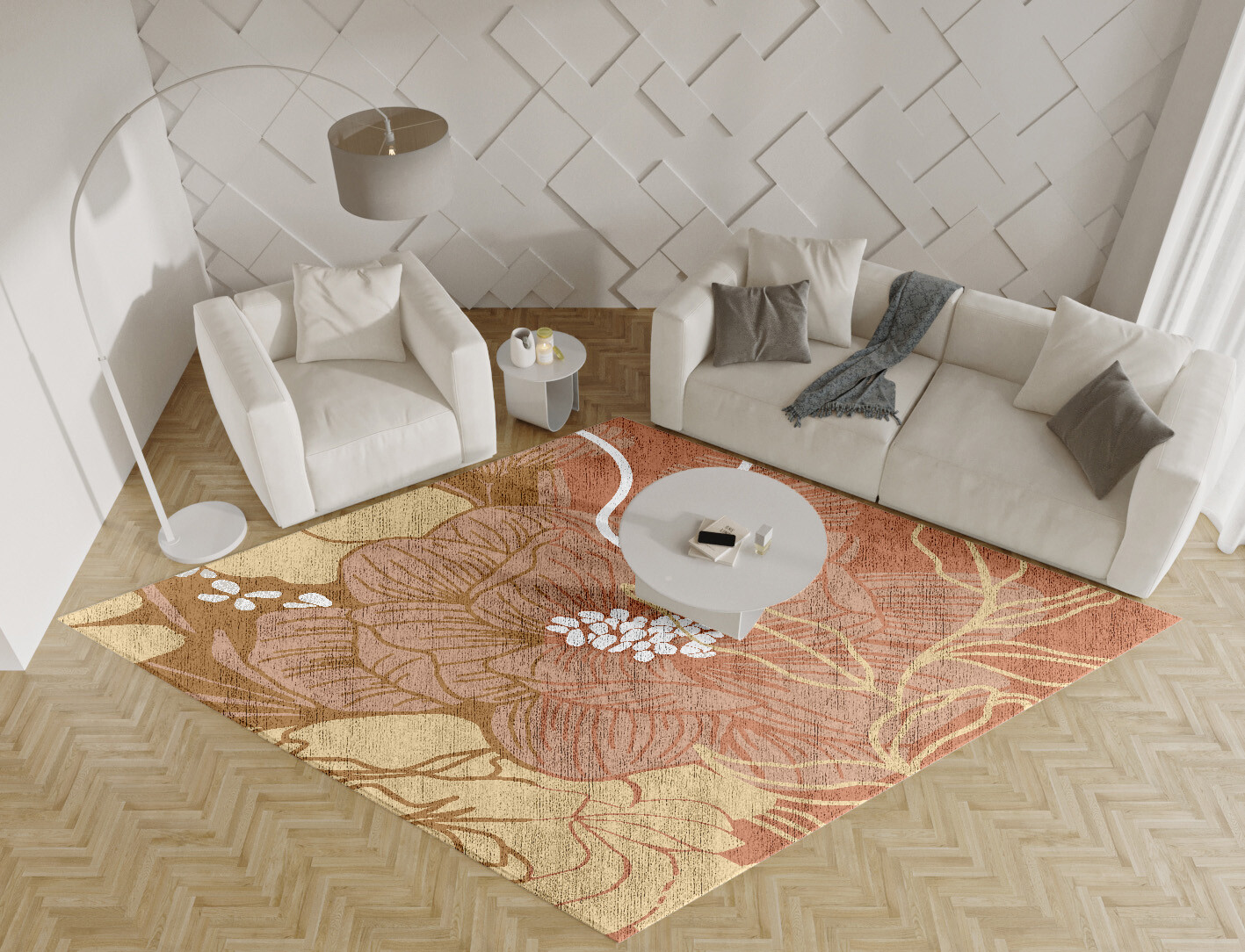 Oleander Field of Flowers Diamond Hand Knotted Bamboo Silk Custom Rug by Rug Artisan