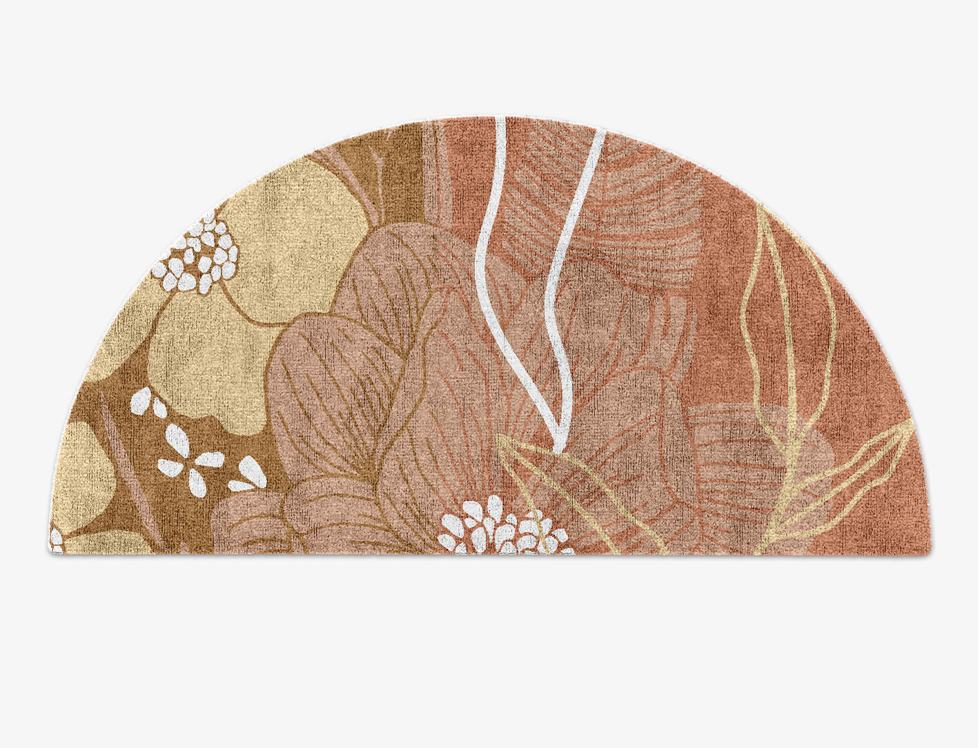 Oleander Field of Flowers Halfmoon Hand Knotted Bamboo Silk Custom Rug by Rug Artisan