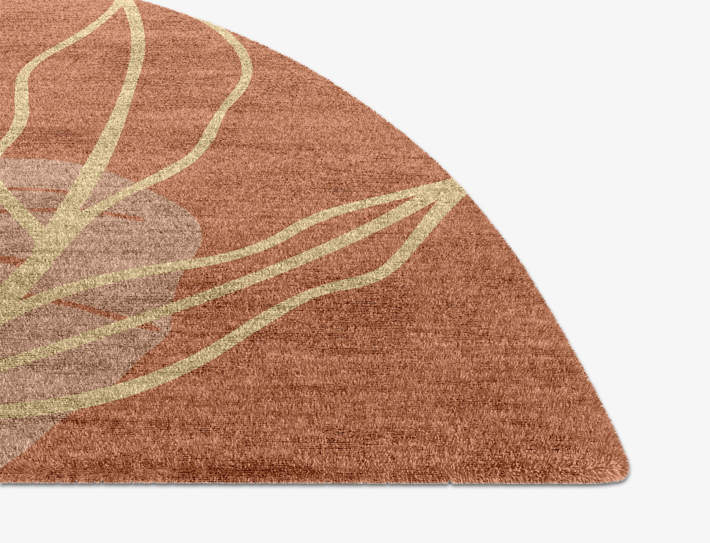Oleander Field of Flowers Halfmoon Hand Knotted Bamboo Silk Custom Rug by Rug Artisan