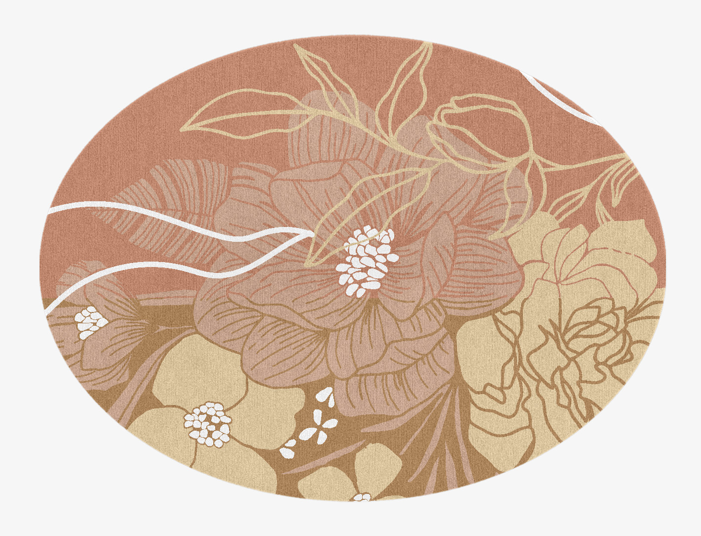 Oleander Field of Flowers Oval Hand Knotted Tibetan Wool Custom Rug by Rug Artisan