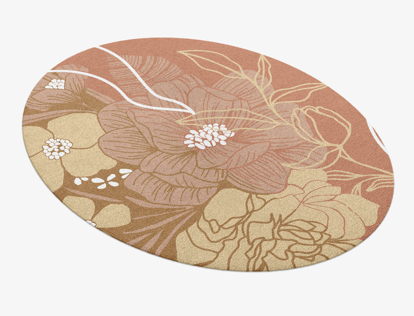 Oleander Field of Flowers Oval Hand Knotted Tibetan Wool Custom Rug by Rug Artisan