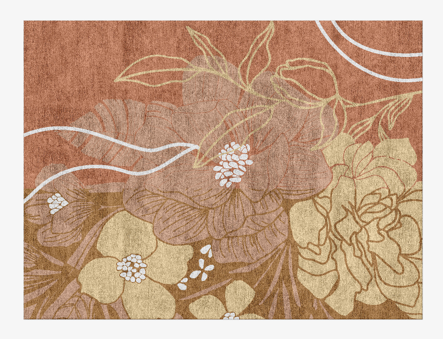 Oleander Field of Flowers Rectangle Hand Knotted Bamboo Silk Custom Rug by Rug Artisan