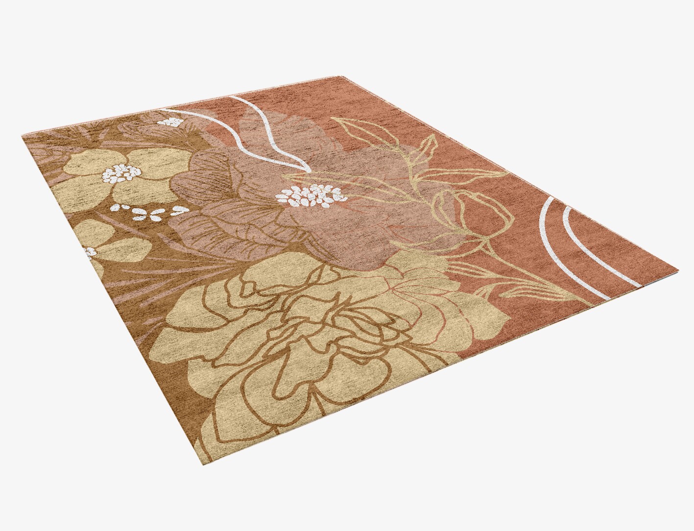 Oleander Field of Flowers Rectangle Hand Knotted Bamboo Silk Custom Rug by Rug Artisan