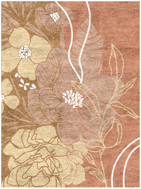 Oleander Field of Flowers Rectangle Hand Knotted Bamboo Silk Custom Rug by Rug Artisan