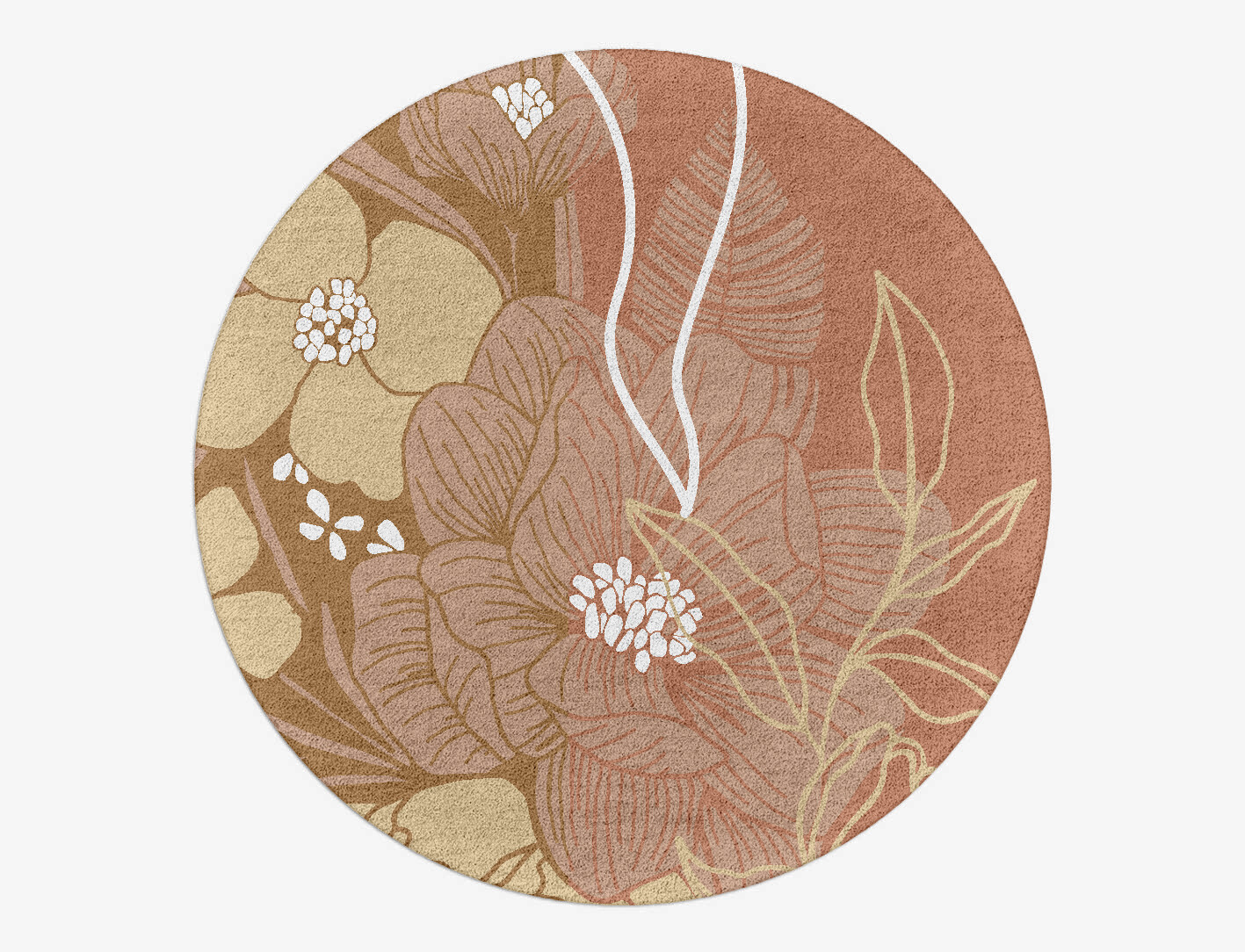 Oleander Field of Flowers Round Hand Tufted Pure Wool Custom Rug by Rug Artisan