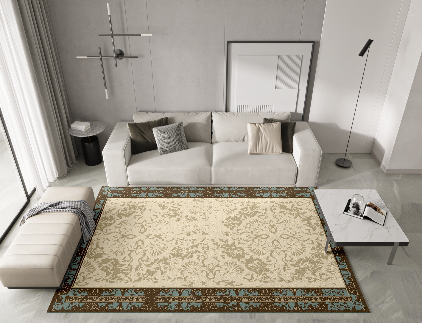 Oliya Persian Bagh Rectangle Hand Tufted Pure Wool Custom Rug by Rug Artisan