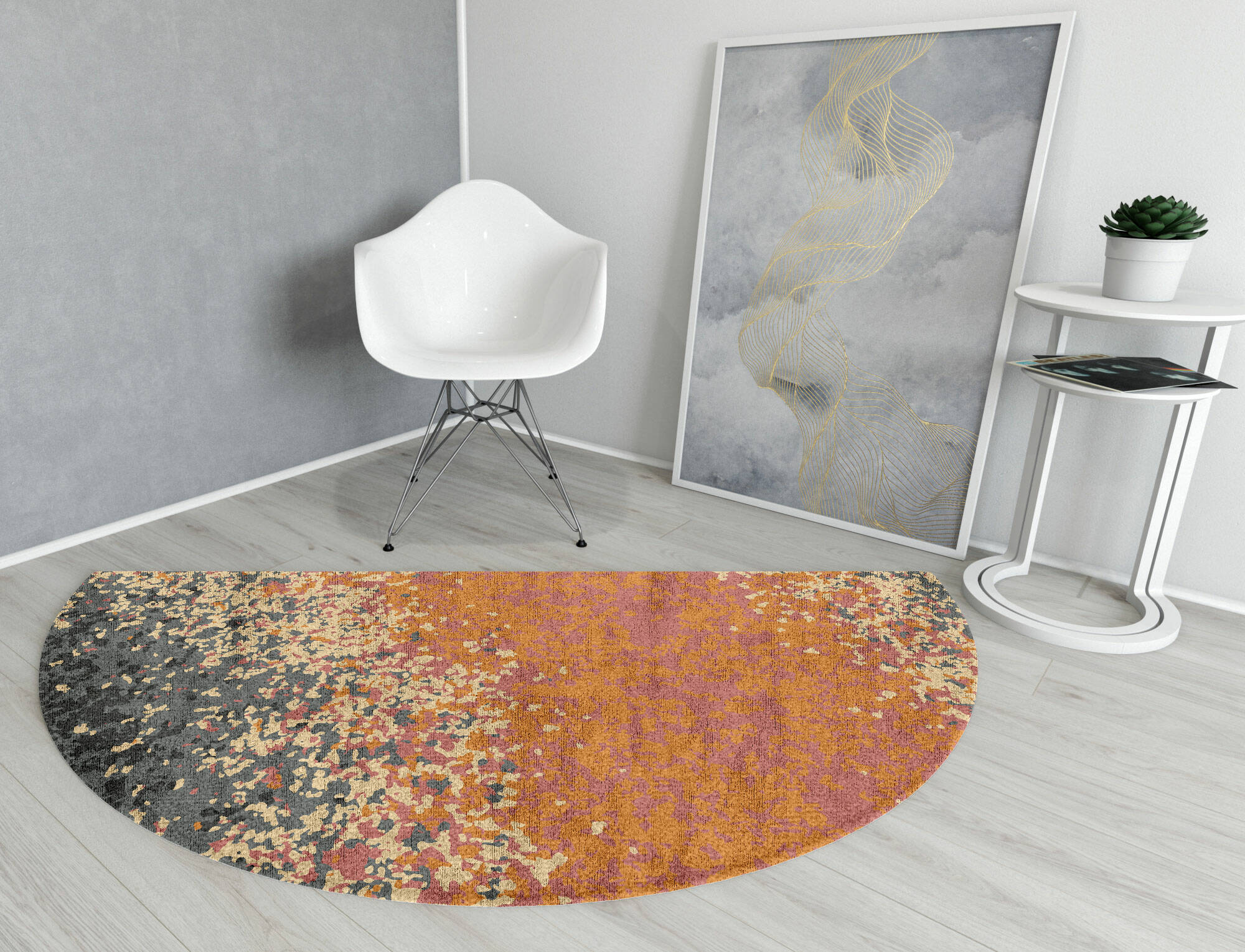 Ombre Gradation Halfmoon Hand Knotted Bamboo Silk Custom Rug by Rug Artisan