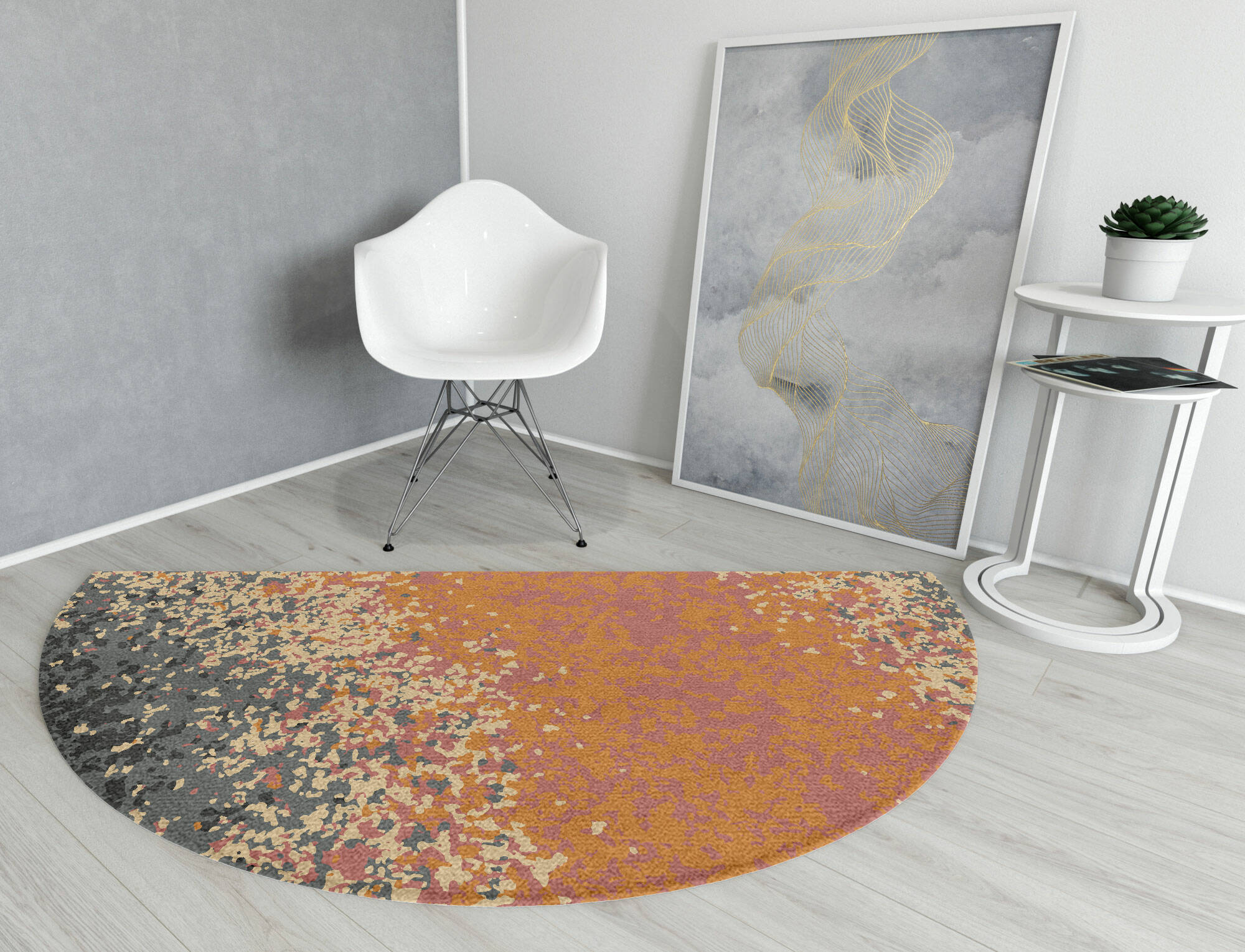 Ombre Gradation Halfmoon Hand Knotted Tibetan Wool Custom Rug by Rug Artisan