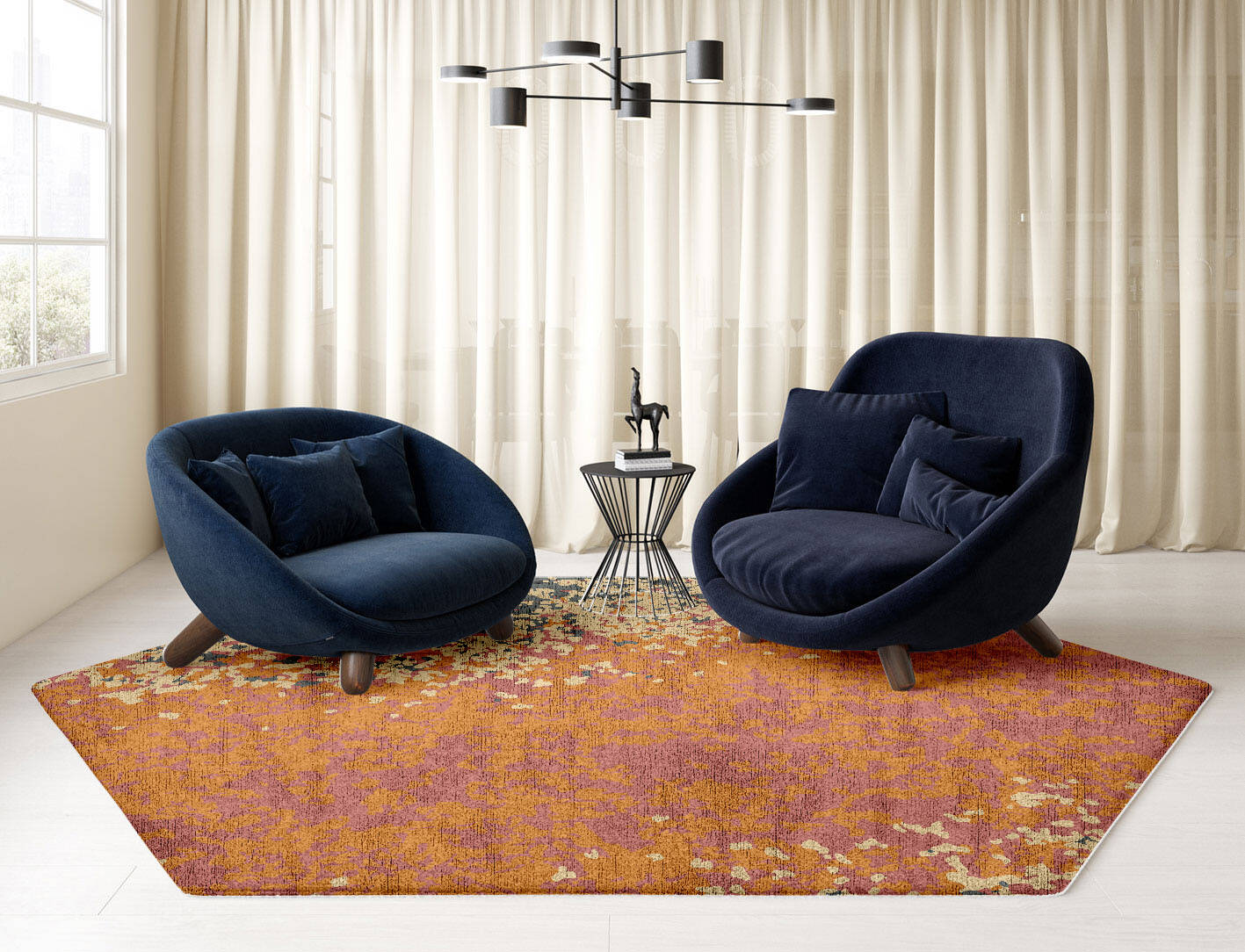 Ombre Gradation Hexagon Hand Knotted Bamboo Silk Custom Rug by Rug Artisan