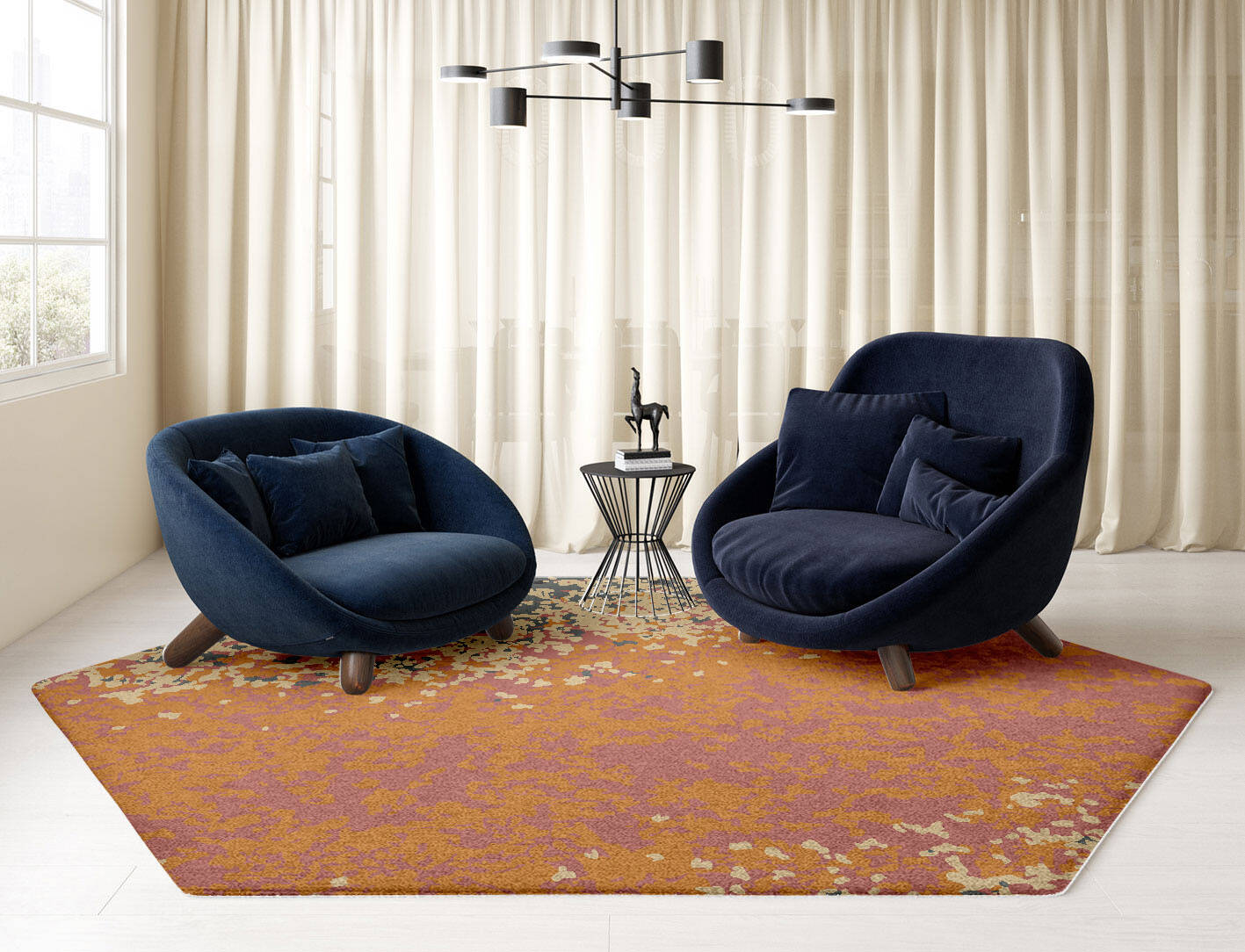 Ombre Gradation Hexagon Hand Knotted Tibetan Wool Custom Rug by Rug Artisan