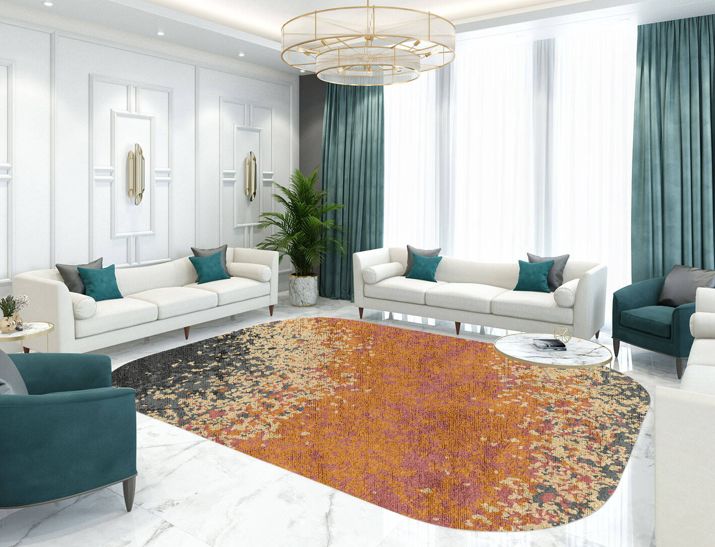 Ombre Gradation Oblong Hand Knotted Bamboo Silk Custom Rug by Rug Artisan