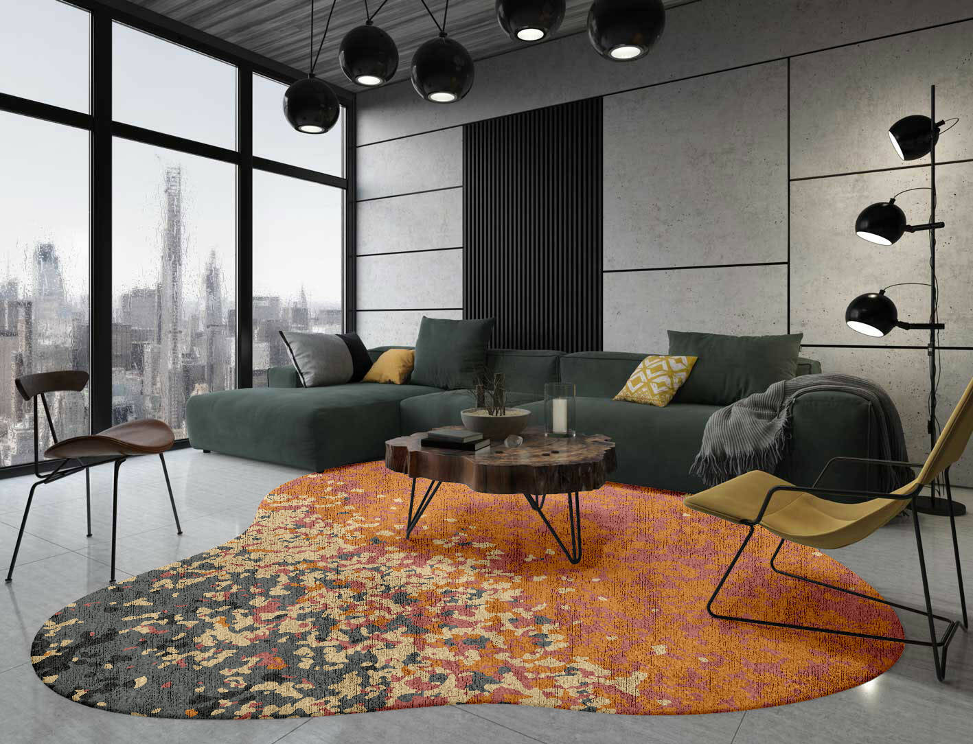 Ombre Gradation Splash Hand Knotted Bamboo Silk Custom Rug by Rug Artisan