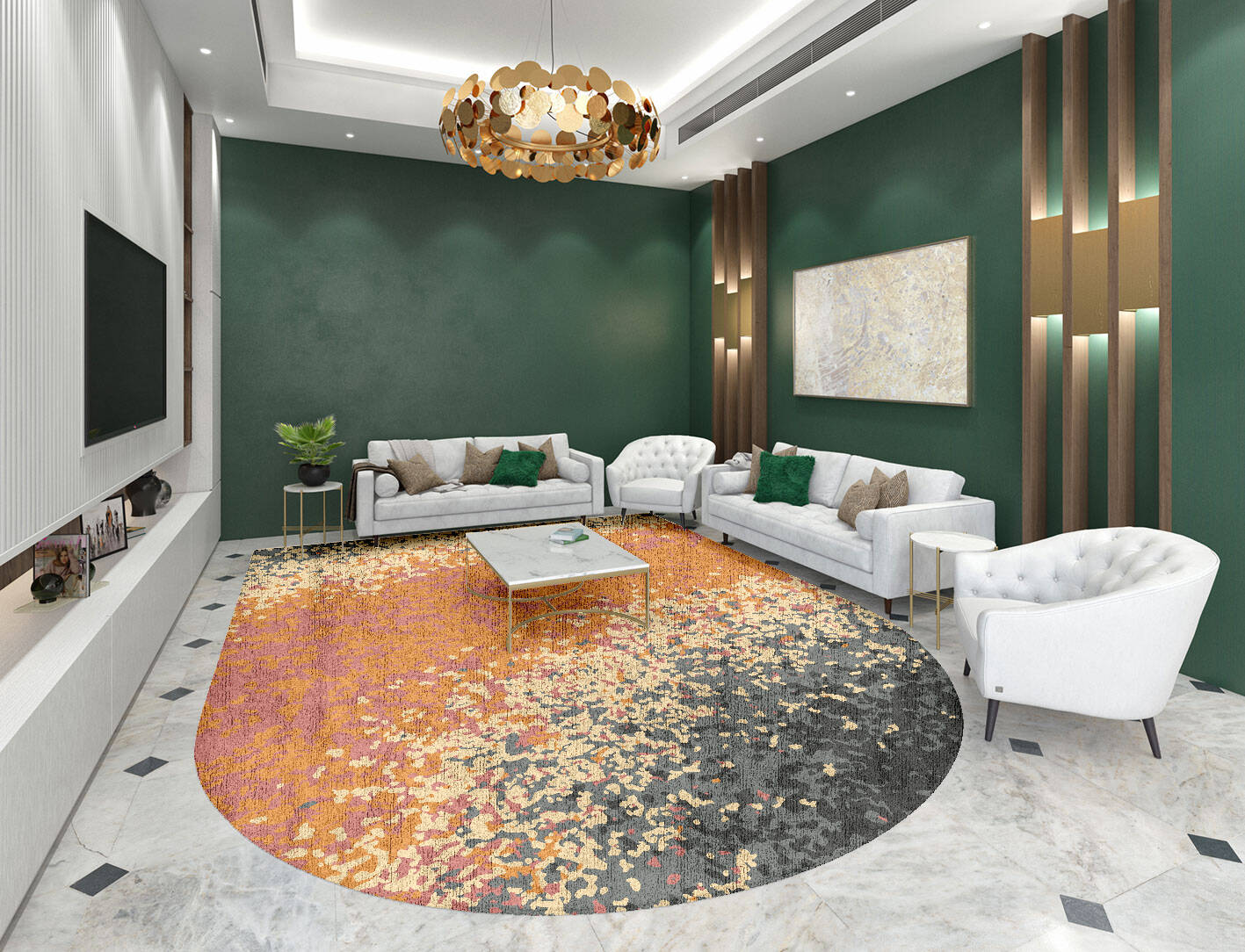Ombre Gradation Arch Hand Tufted Bamboo Silk Custom Rug by Rug Artisan