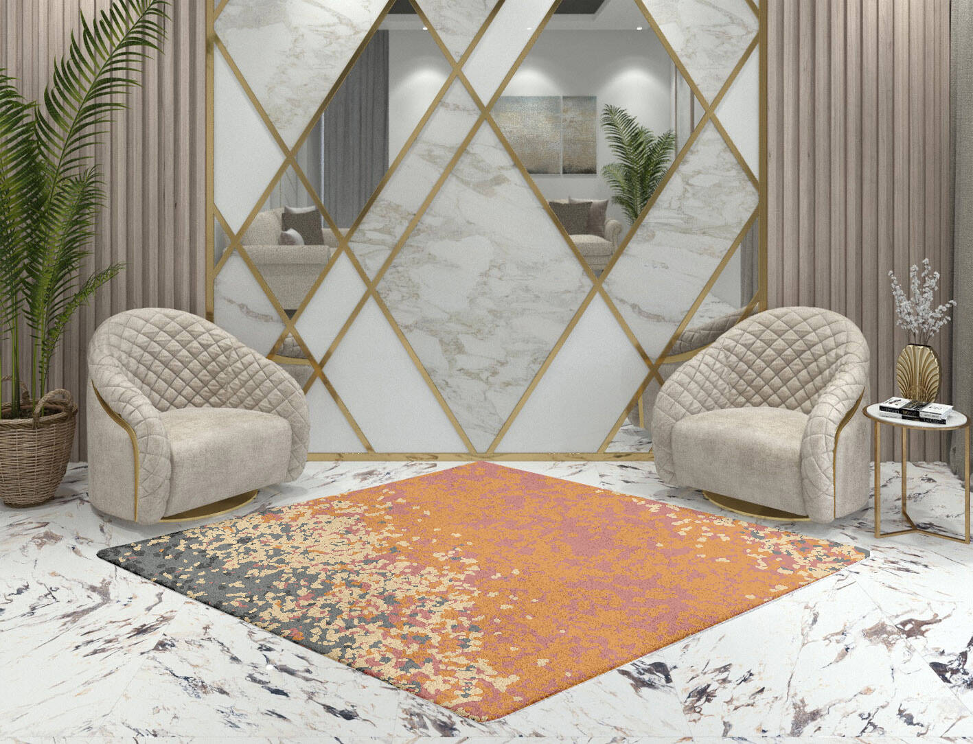 Ombre Gradation Diamond Hand Tufted Pure Wool Custom Rug by Rug Artisan