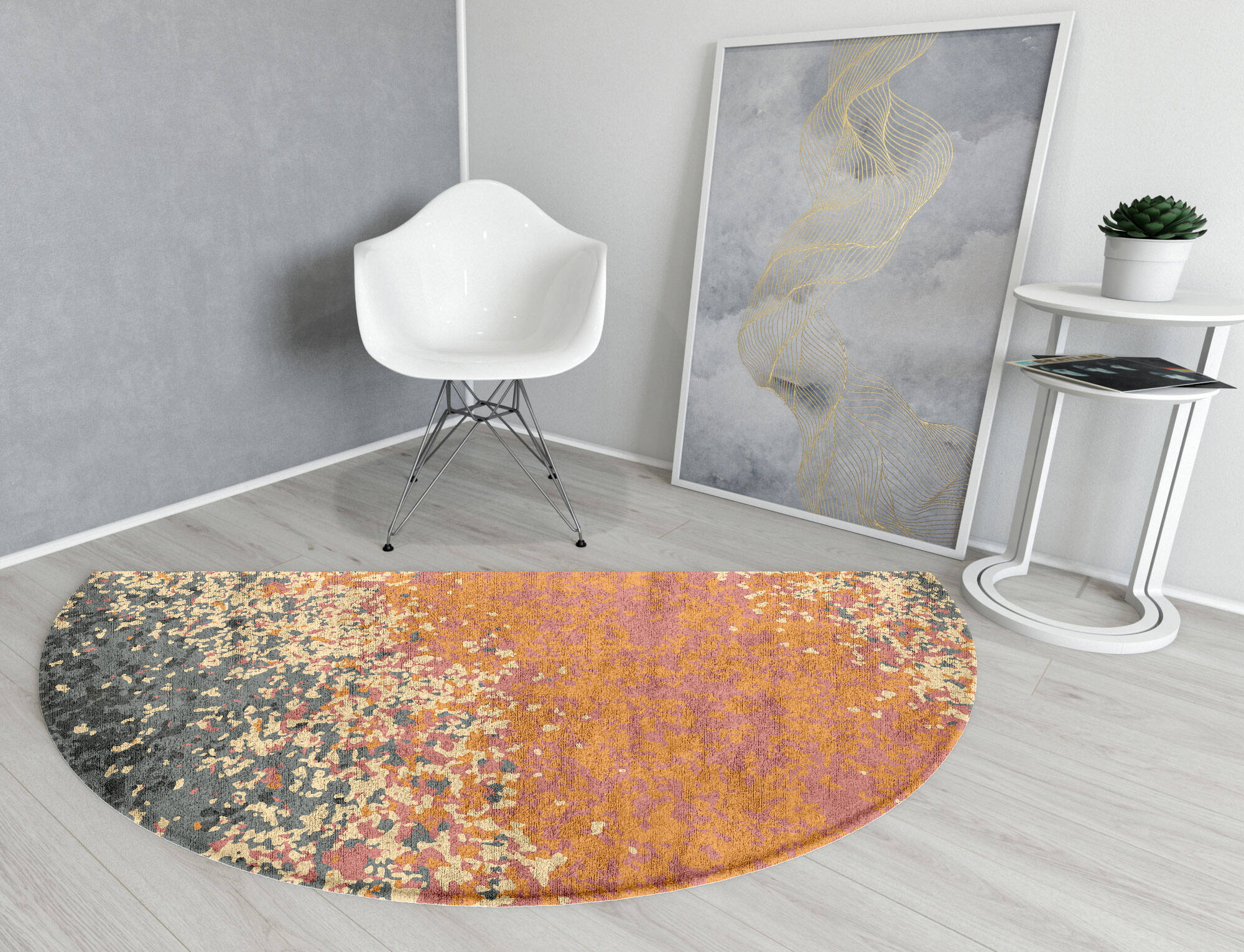 Ombre Gradation Halfmoon Hand Tufted Bamboo Silk Custom Rug by Rug Artisan